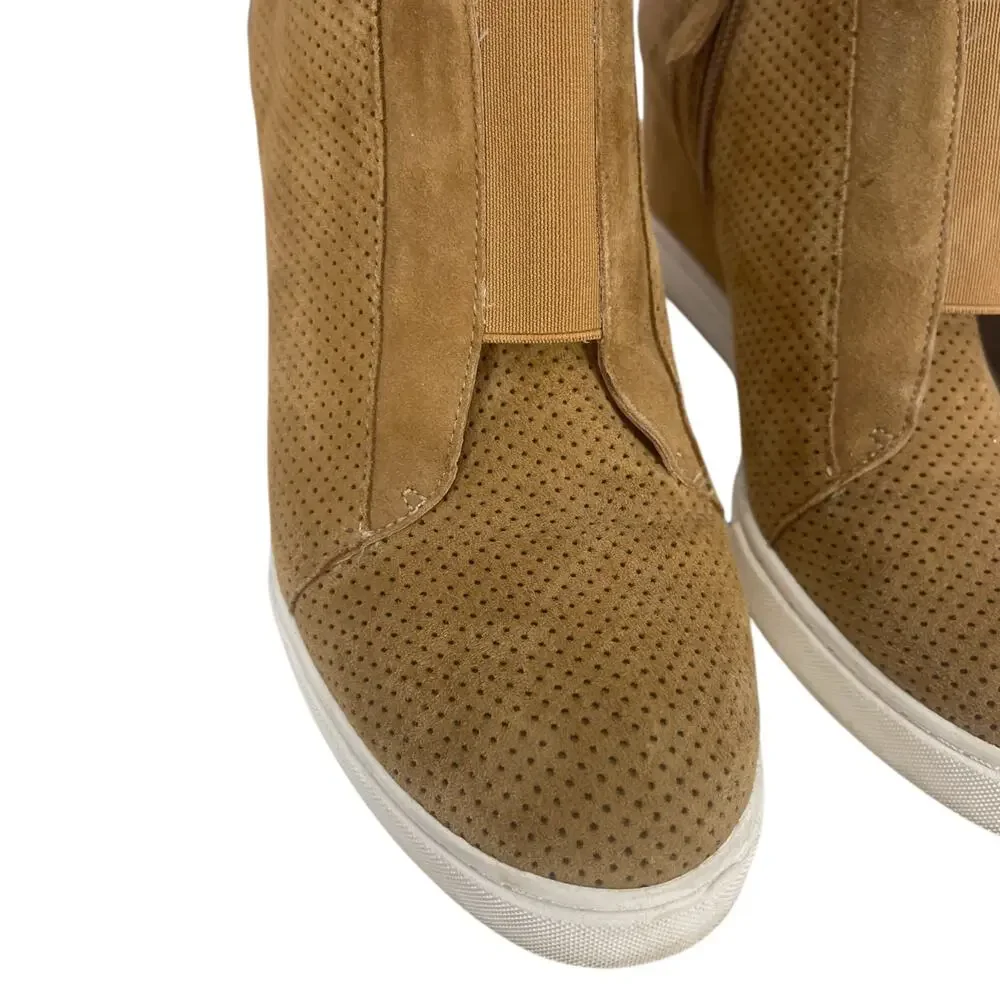 LINEA PAOLO Women's SUEDE PLATFORM WEDGE Shoes Tan Size 7.5 - 3
